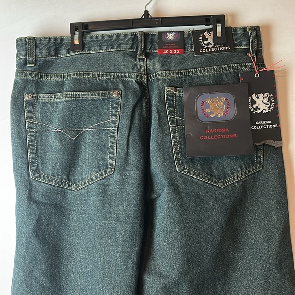 Karizma Collections  Men's Jeans Size 40/32 Vintage Blue Wash - Picture 4 of 16